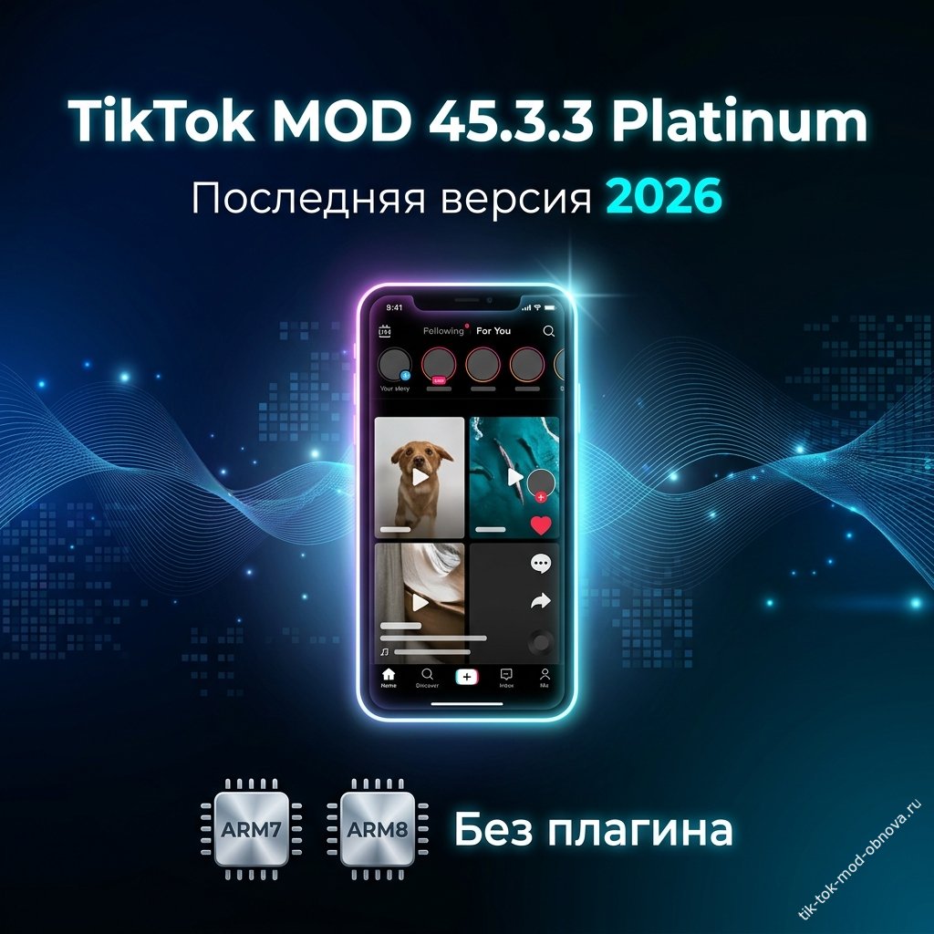 TikTok MOD v45.3.3 (Платинум, 2026) — поддержка ARM7 и ARM8.