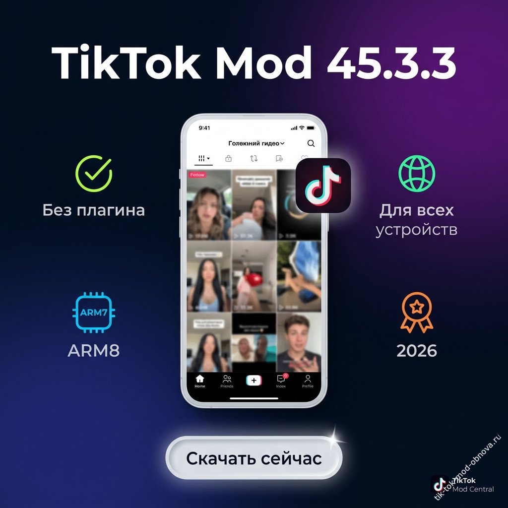 Скачать мод TikTok Central 45.3.3 2026: ARM7 + ARM8, без плагина