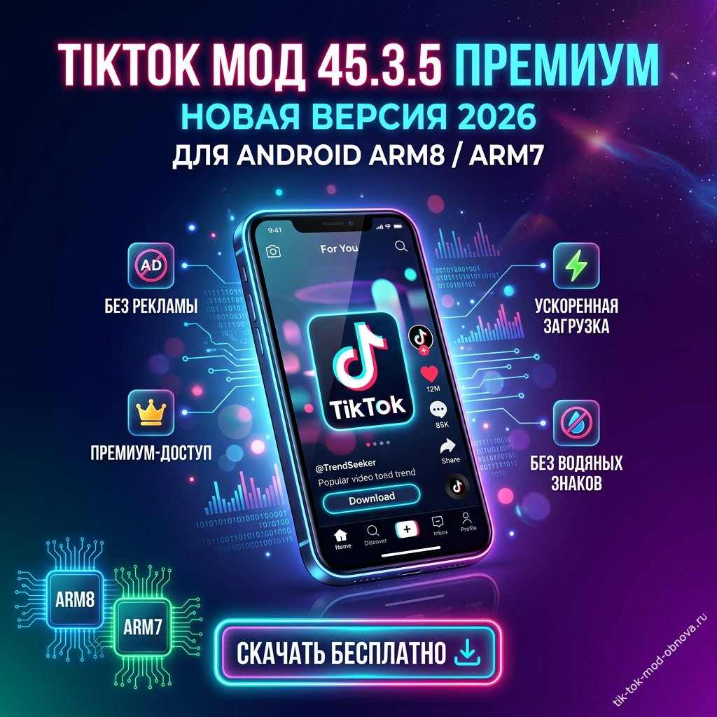 Скачать последнюю версию TikTok Мод 45.3.5 (Platinum, 2026) для Андроид