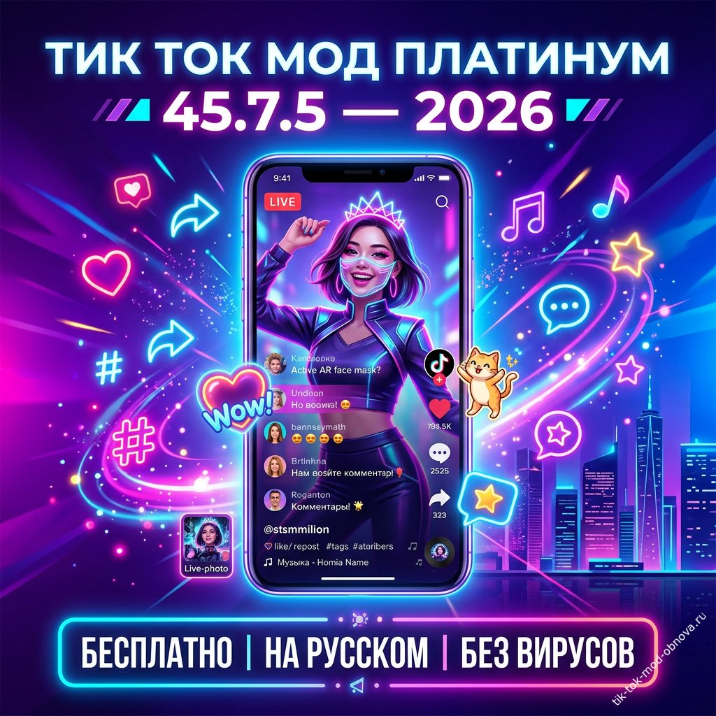 Тик Ток Мод Платинум 2026: версия 45.7.5 для Андроид без плагина и вирусов!