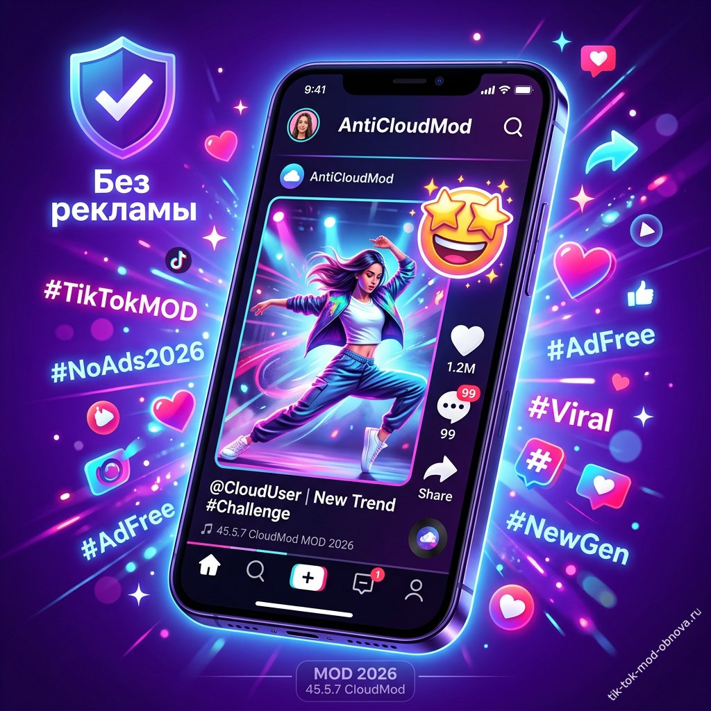 Тик-Ток МОД AntiCloudMod 2026 — Последняя версия 45.5.7 ARM7 и ARM8