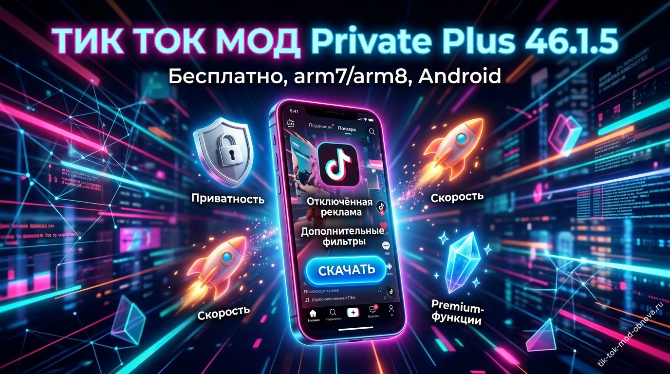Скачать Тик Ток Мод Private Plus 46.1.5: бесплатная версия 2026 для Android, поддержка arm7 и arm8 🔥