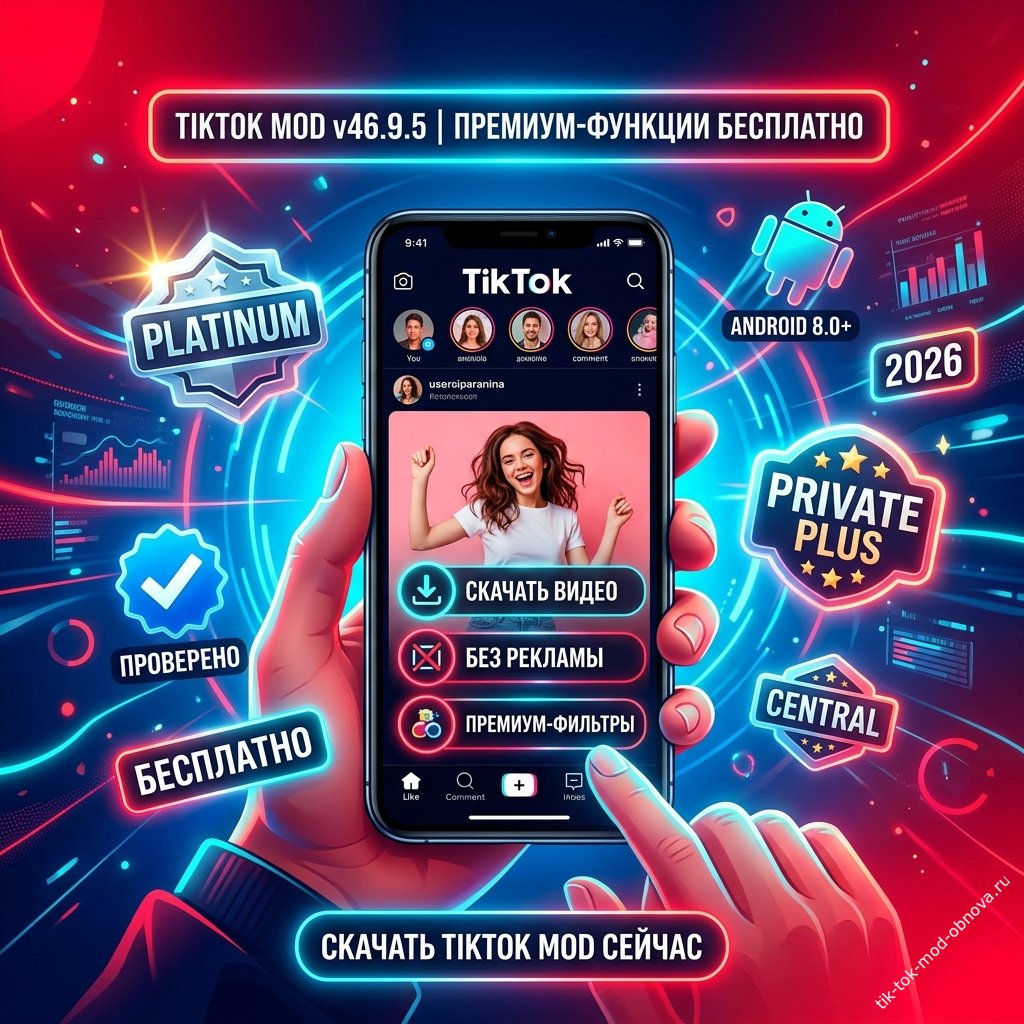 TikTok Мод 46.9.5 на Андроид — Central, Platinum, Private Plus последняя версия